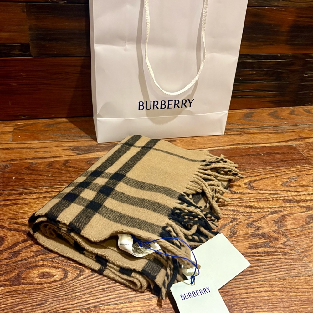 Burberry Brown and Black Wool Scarf